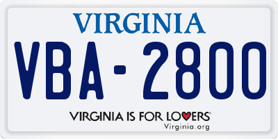 VA license plate VBA2800