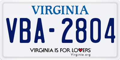 VA license plate VBA2804