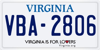 VA license plate VBA2806