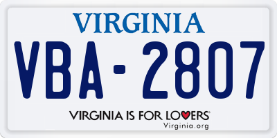 VA license plate VBA2807
