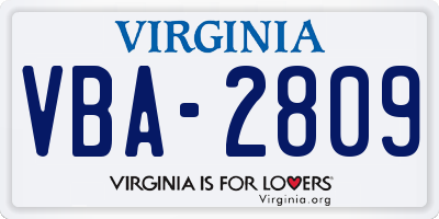 VA license plate VBA2809