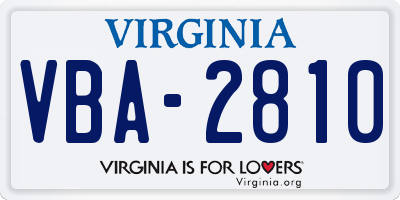 VA license plate VBA2810