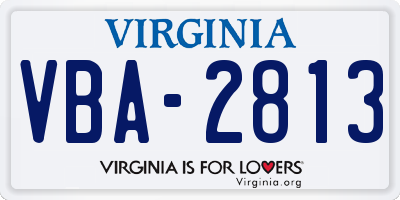 VA license plate VBA2813