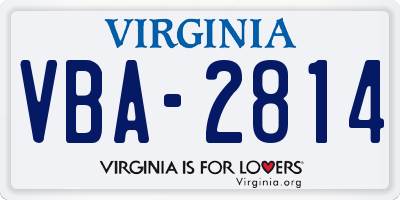 VA license plate VBA2814