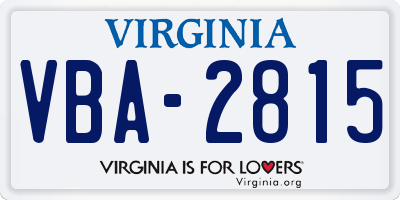 VA license plate VBA2815