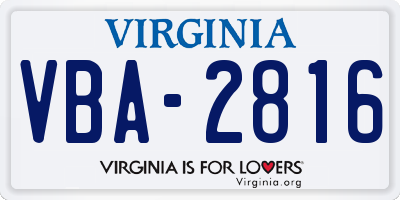 VA license plate VBA2816