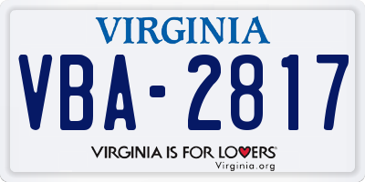 VA license plate VBA2817