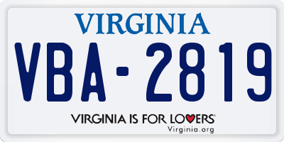 VA license plate VBA2819