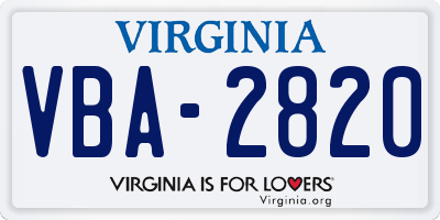 VA license plate VBA2820