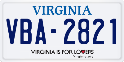 VA license plate VBA2821