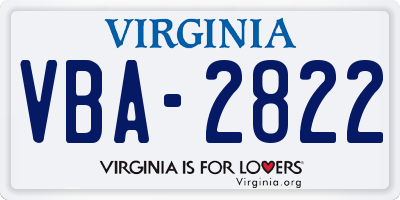 VA license plate VBA2822