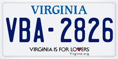 VA license plate VBA2826