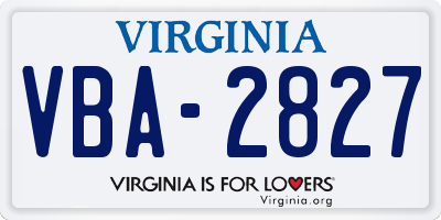 VA license plate VBA2827