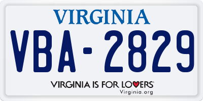 VA license plate VBA2829