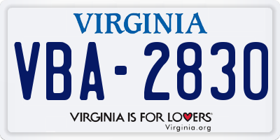 VA license plate VBA2830
