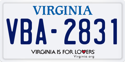 VA license plate VBA2831