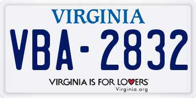 VA license plate VBA2832