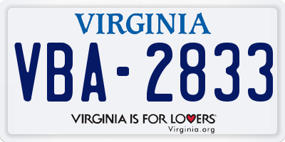 VA license plate VBA2833