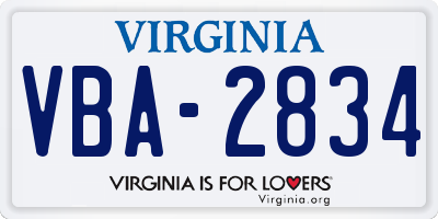 VA license plate VBA2834