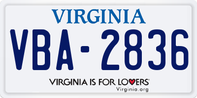VA license plate VBA2836