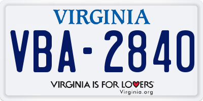 VA license plate VBA2840