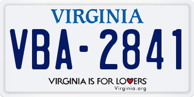 VA license plate VBA2841
