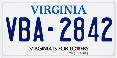 VA license plate VBA2842