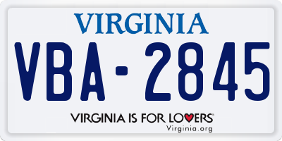 VA license plate VBA2845