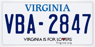 VA license plate VBA2847
