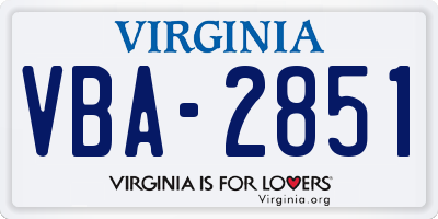 VA license plate VBA2851