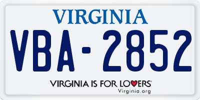 VA license plate VBA2852