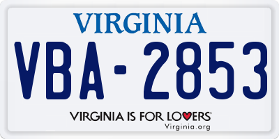 VA license plate VBA2853