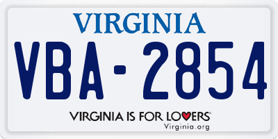 VA license plate VBA2854
