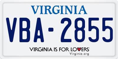 VA license plate VBA2855