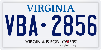 VA license plate VBA2856