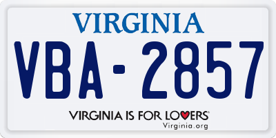 VA license plate VBA2857