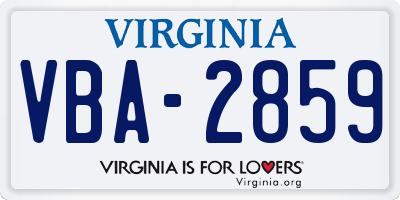 VA license plate VBA2859