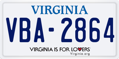 VA license plate VBA2864