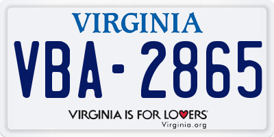 VA license plate VBA2865