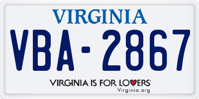 VA license plate VBA2867