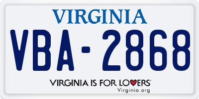 VA license plate VBA2868
