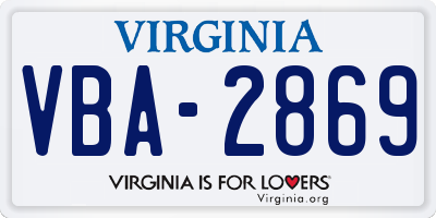 VA license plate VBA2869