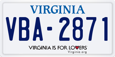 VA license plate VBA2871