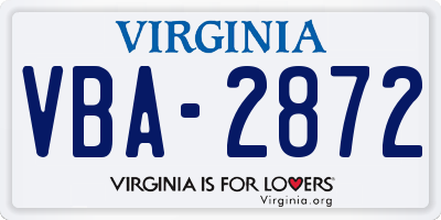 VA license plate VBA2872