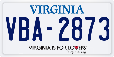 VA license plate VBA2873