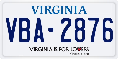 VA license plate VBA2876