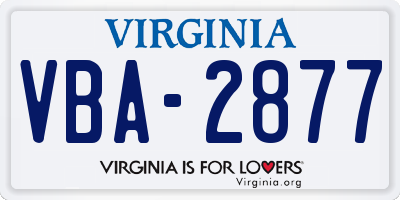 VA license plate VBA2877
