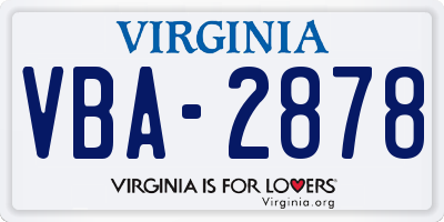 VA license plate VBA2878