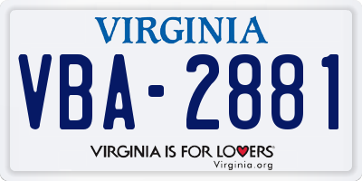 VA license plate VBA2881
