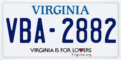 VA license plate VBA2882